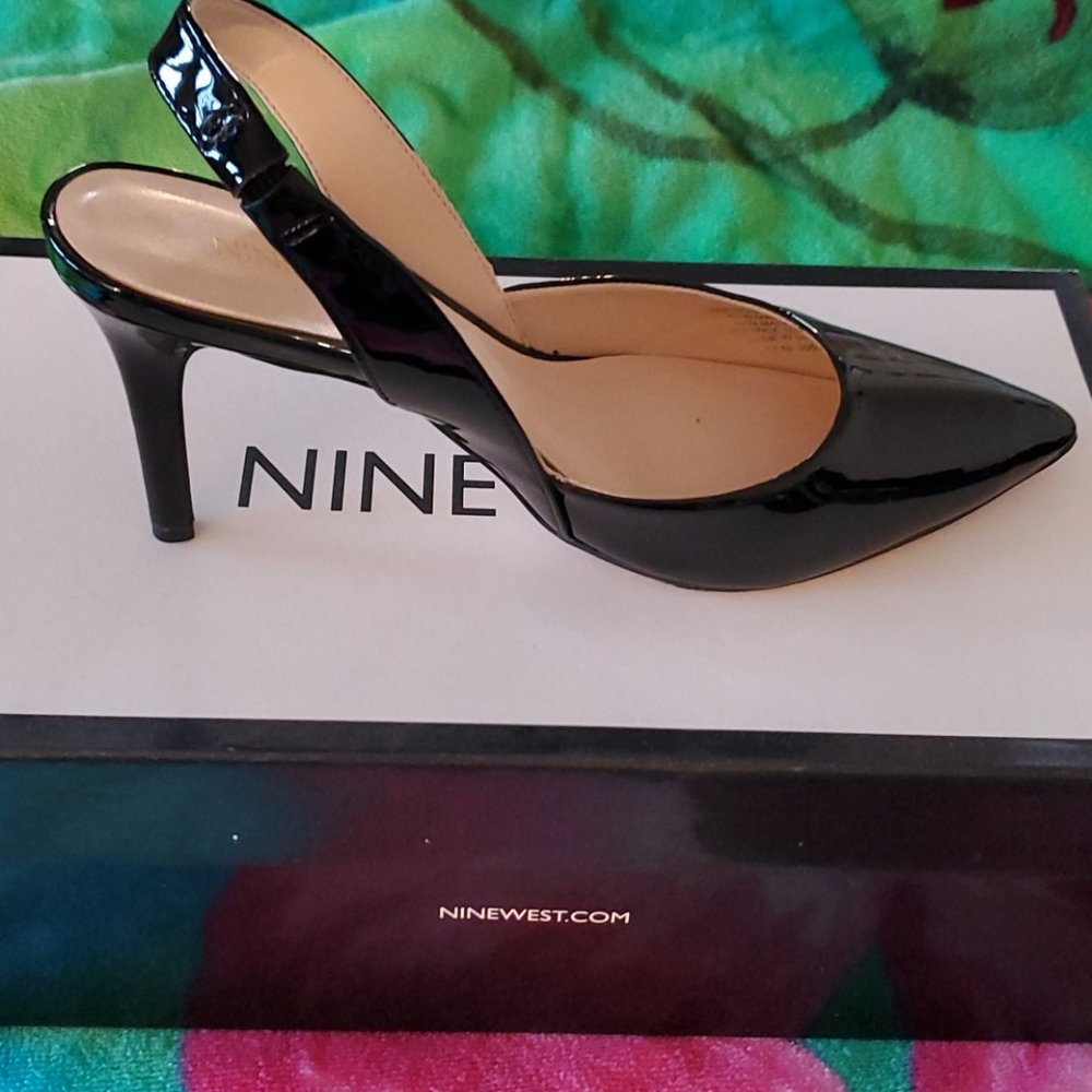 Black Patent Slingback Heels
